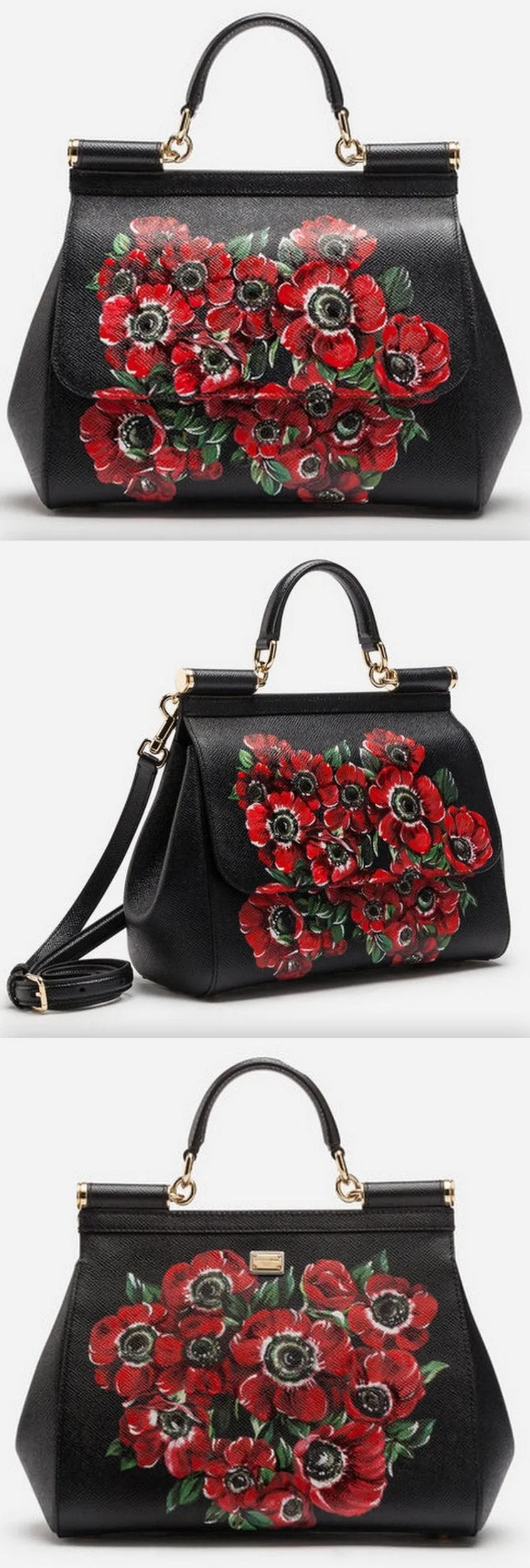 Sicily Floral Bag in Printed Dauphine Leather
