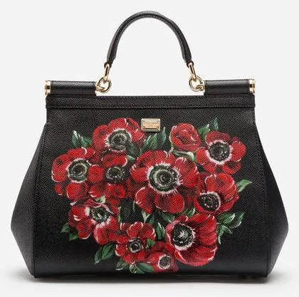 Sicily Floral Bag in Printed Dauphine Leather