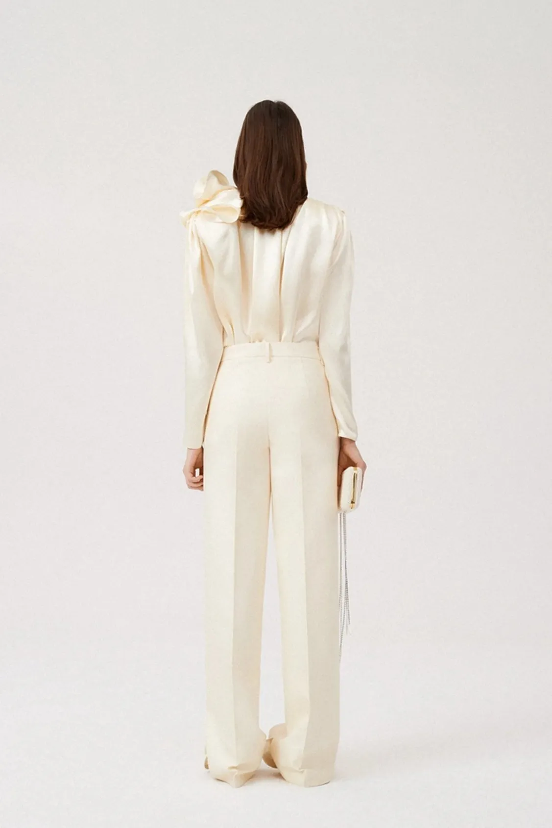 Silk Blossom Blouse | Beige | Evening Elegance | Satin