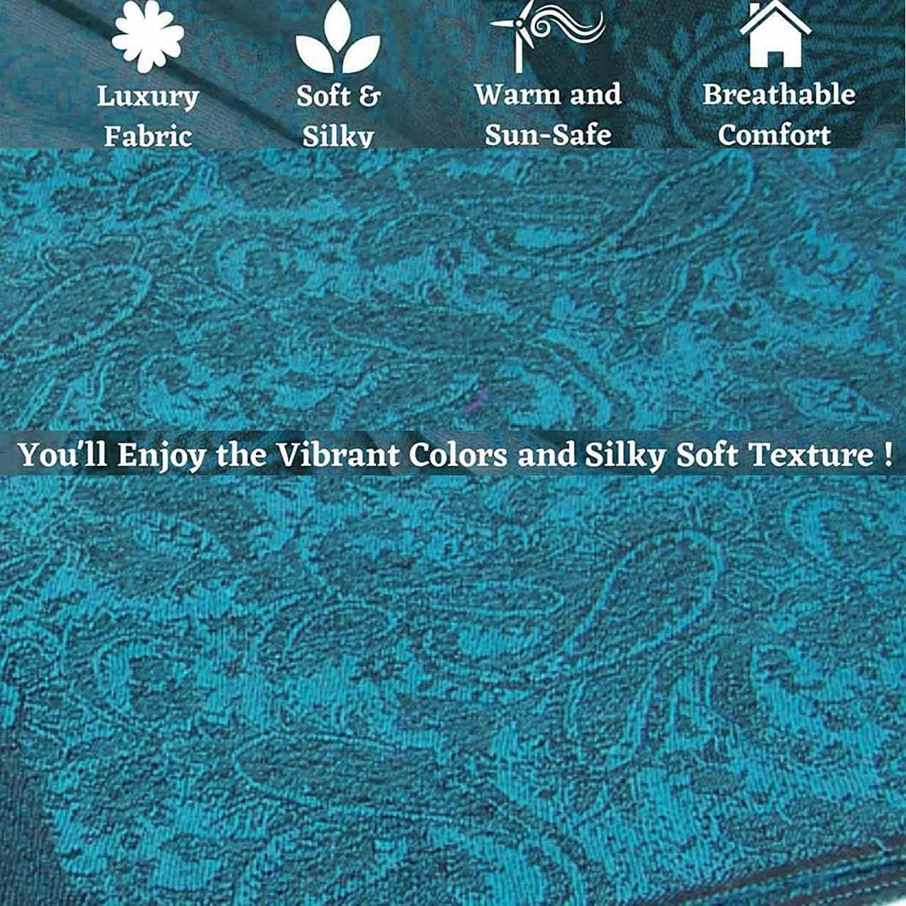 SILVERFEVER Women’s Shawl Vintage Jacquard Paisley Pashmina Special Occasion Wrap Evening Scarf Double Sided Stole