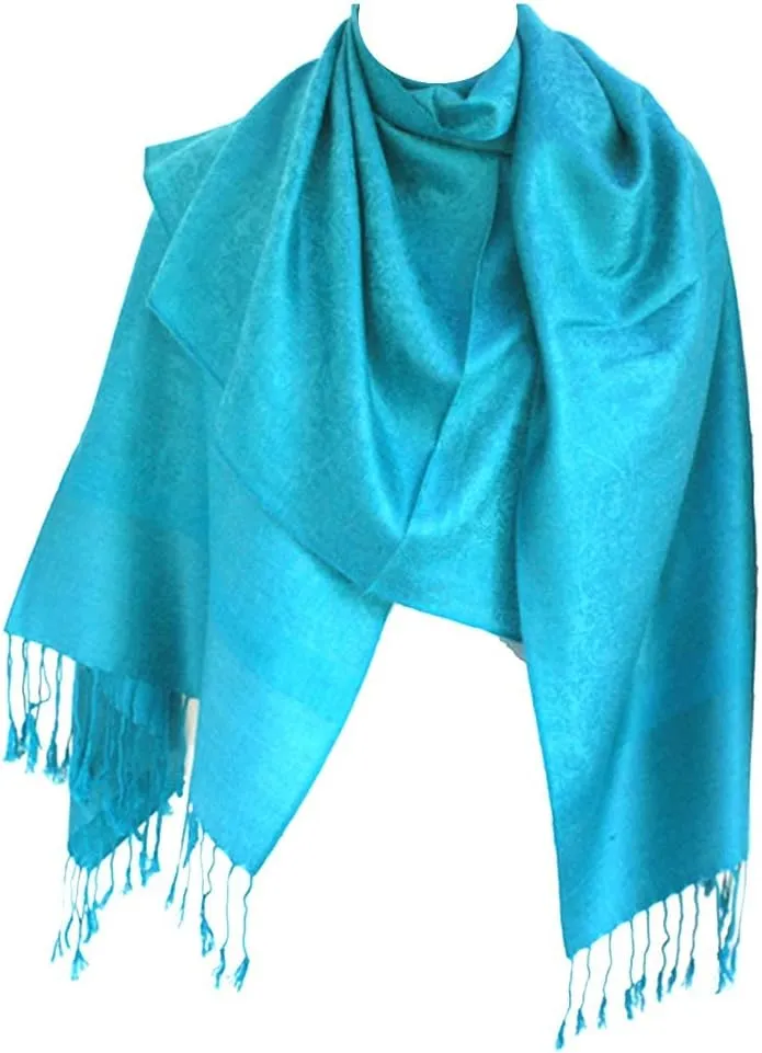 SILVERFEVER Women’s Shawl Vintage Jacquard Paisley Pashmina Special Occasion Wrap Evening Scarf Double Sided Stole