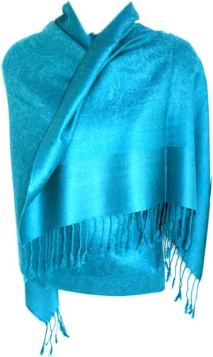 SILVERFEVER Women’s Shawl Vintage Jacquard Paisley Pashmina Special Occasion Wrap Evening Scarf Double Sided Stole