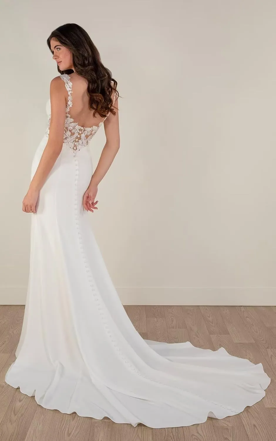Simple Satin Mermaid Wedding Dresses with Sleeves Square Neck Long A Line Bridal Gown for Bride