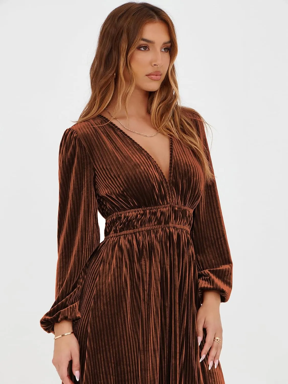 Sissyaki Women's Long Sleeve Velvet Dresses Fall Winter Long Dress Wedding Guest Party Maxi Dress