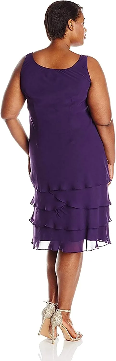 S.L. Fashions Women's Plus-Size Sequin Chiffon Jacket Dress