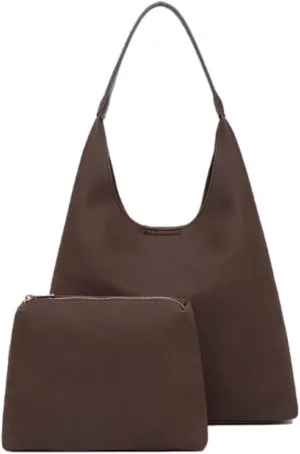 Slouchy Vegan Leather Tote Purse for Women - Large Capacity Work Bag with Detachable Mini Clutch, Crossbody & Shoulder Carry