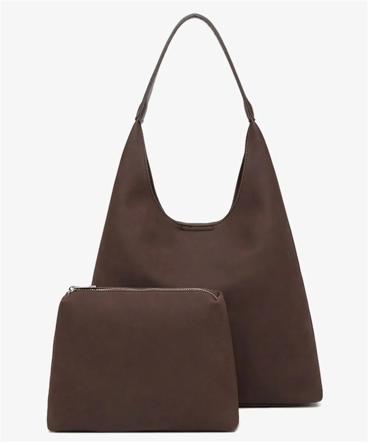 Slouchy Vegan Leather Tote Purse for Women - Large Capacity Work Bag with Detachable Mini Clutch, Crossbody & Shoulder Carry