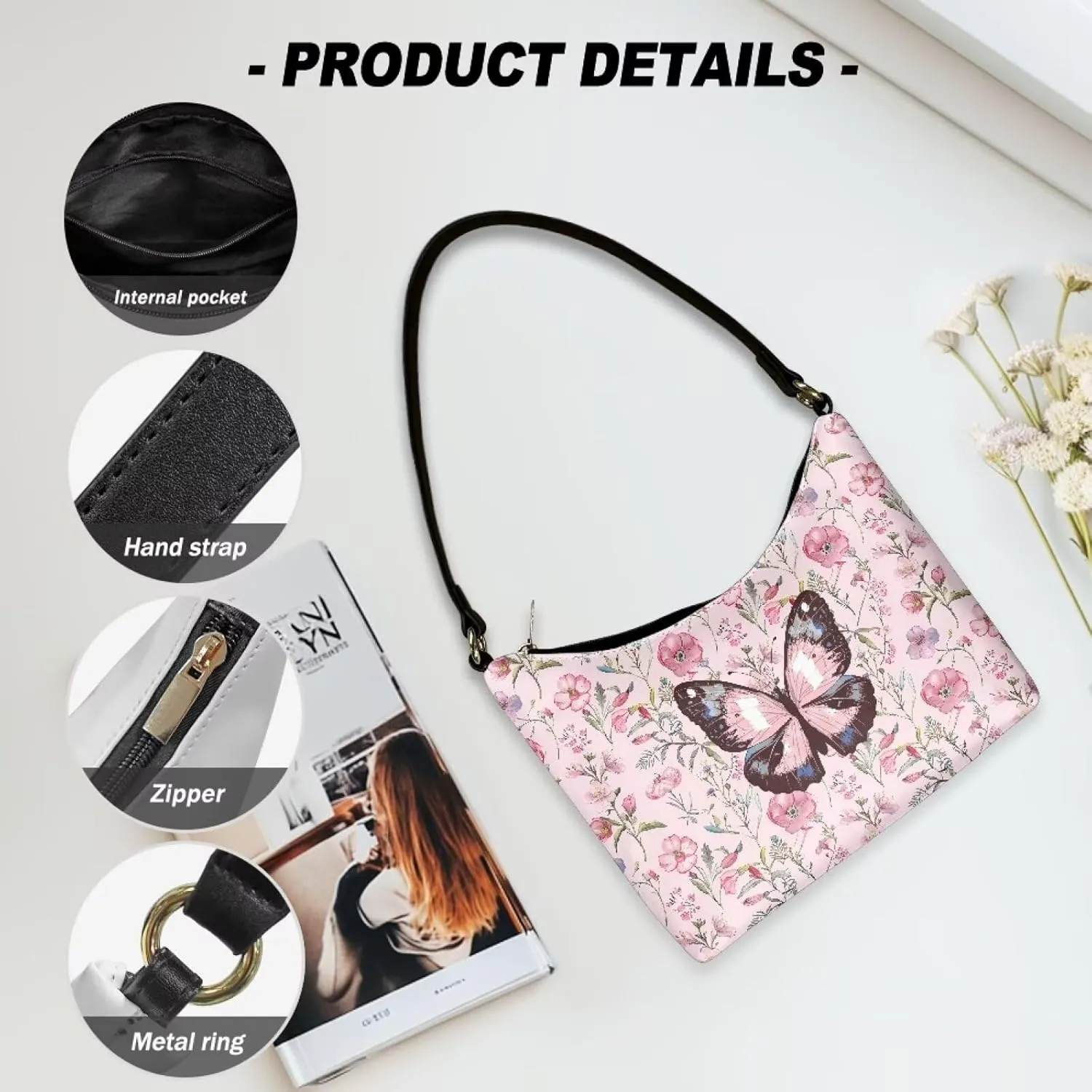 Small Crescent Shoulder Bag Underarm Purse for Women Ladies Lightweight Pu Leather Tote Bag Clutch Handbag Travel