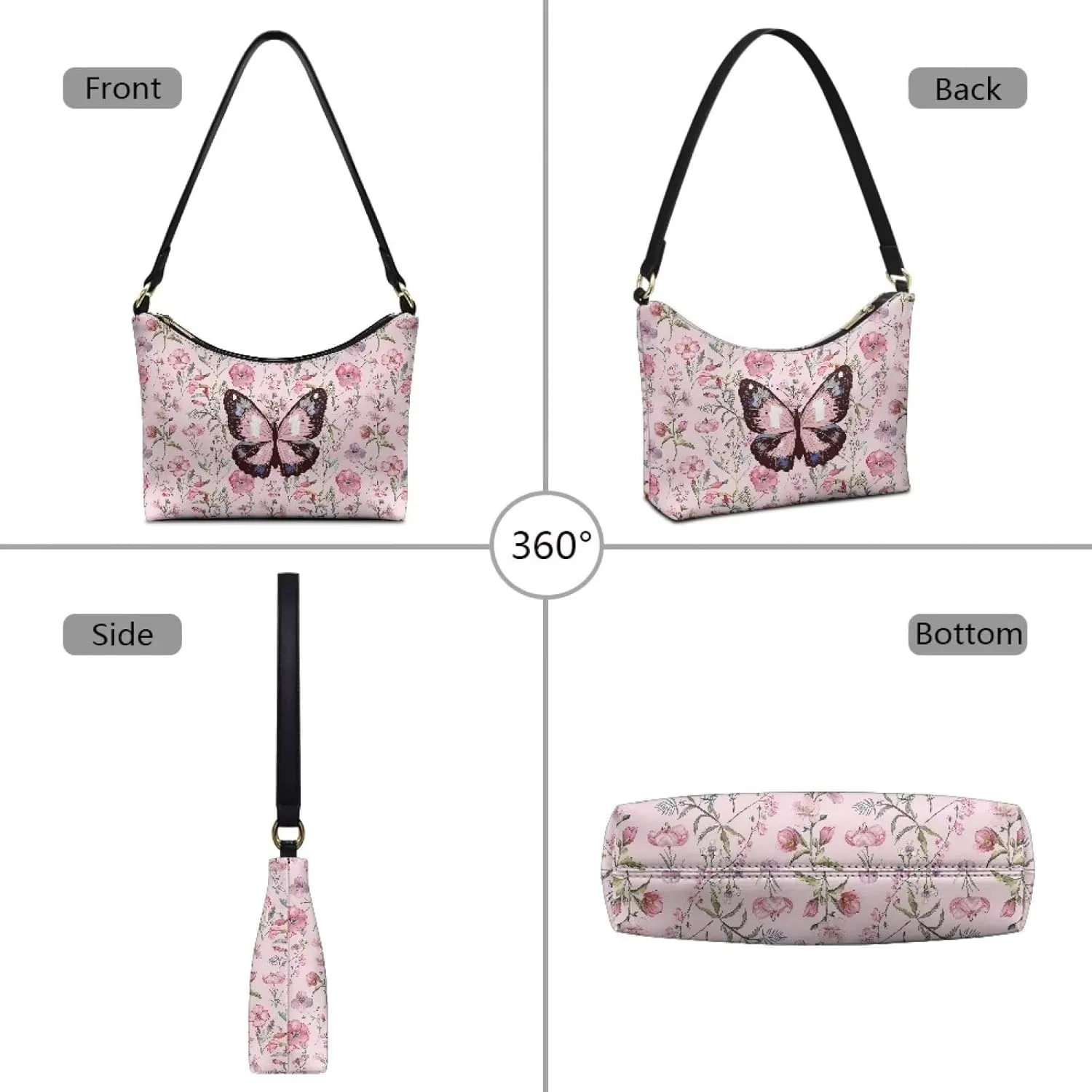 Small Crescent Shoulder Bag Underarm Purse for Women Ladies Lightweight Pu Leather Tote Bag Clutch Handbag Travel