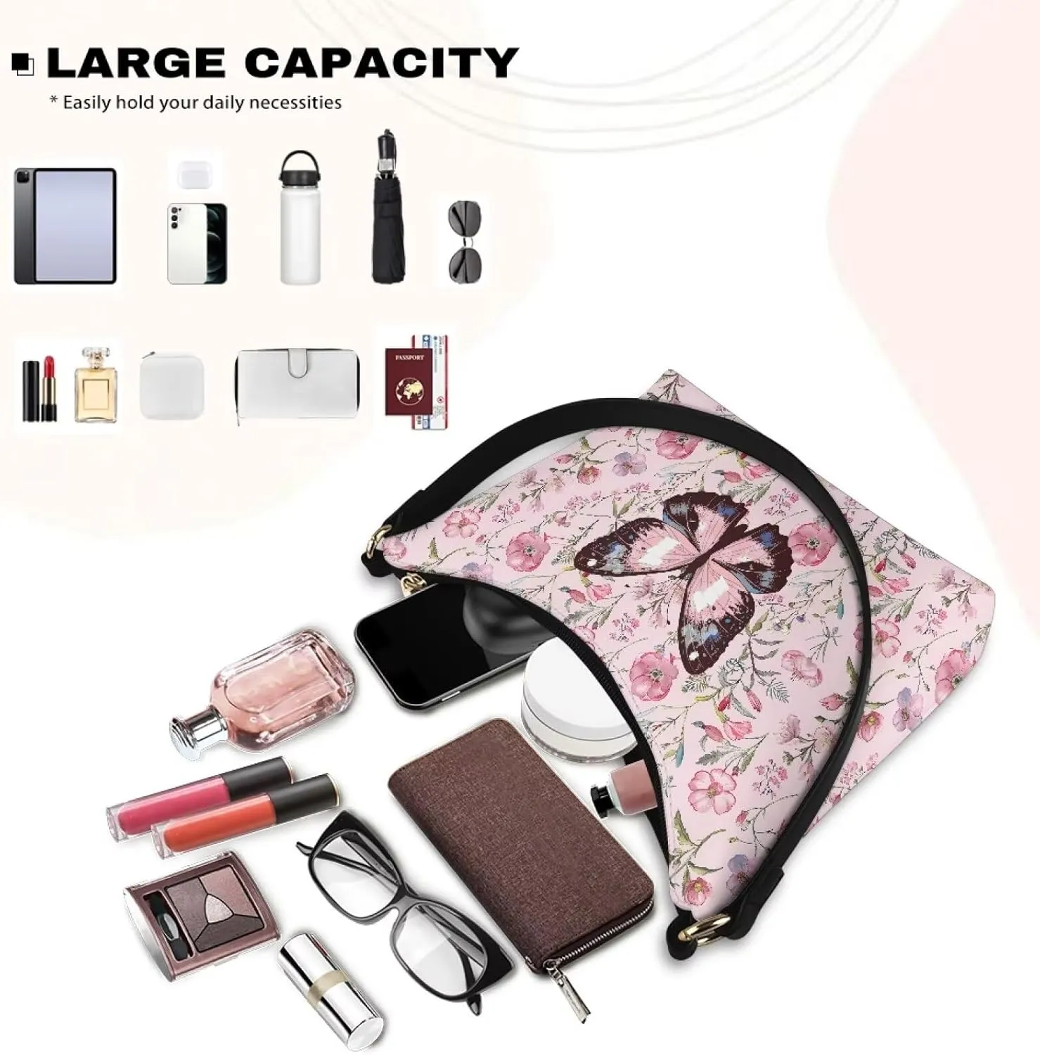 Small Crescent Shoulder Bag Underarm Purse for Women Ladies Lightweight Pu Leather Tote Bag Clutch Handbag Travel