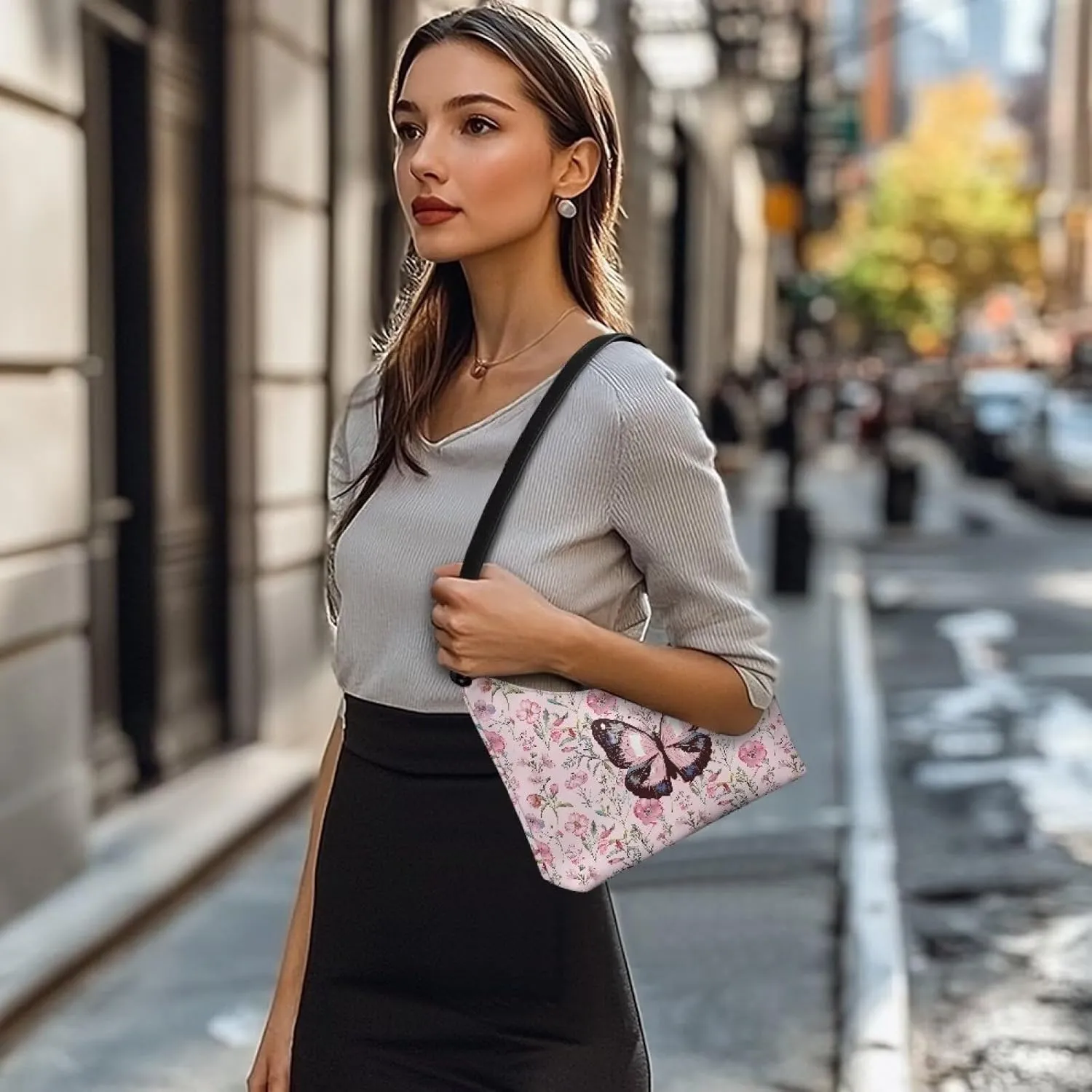 Small Crescent Shoulder Bag Underarm Purse for Women Ladies Lightweight Pu Leather Tote Bag Clutch Handbag Travel