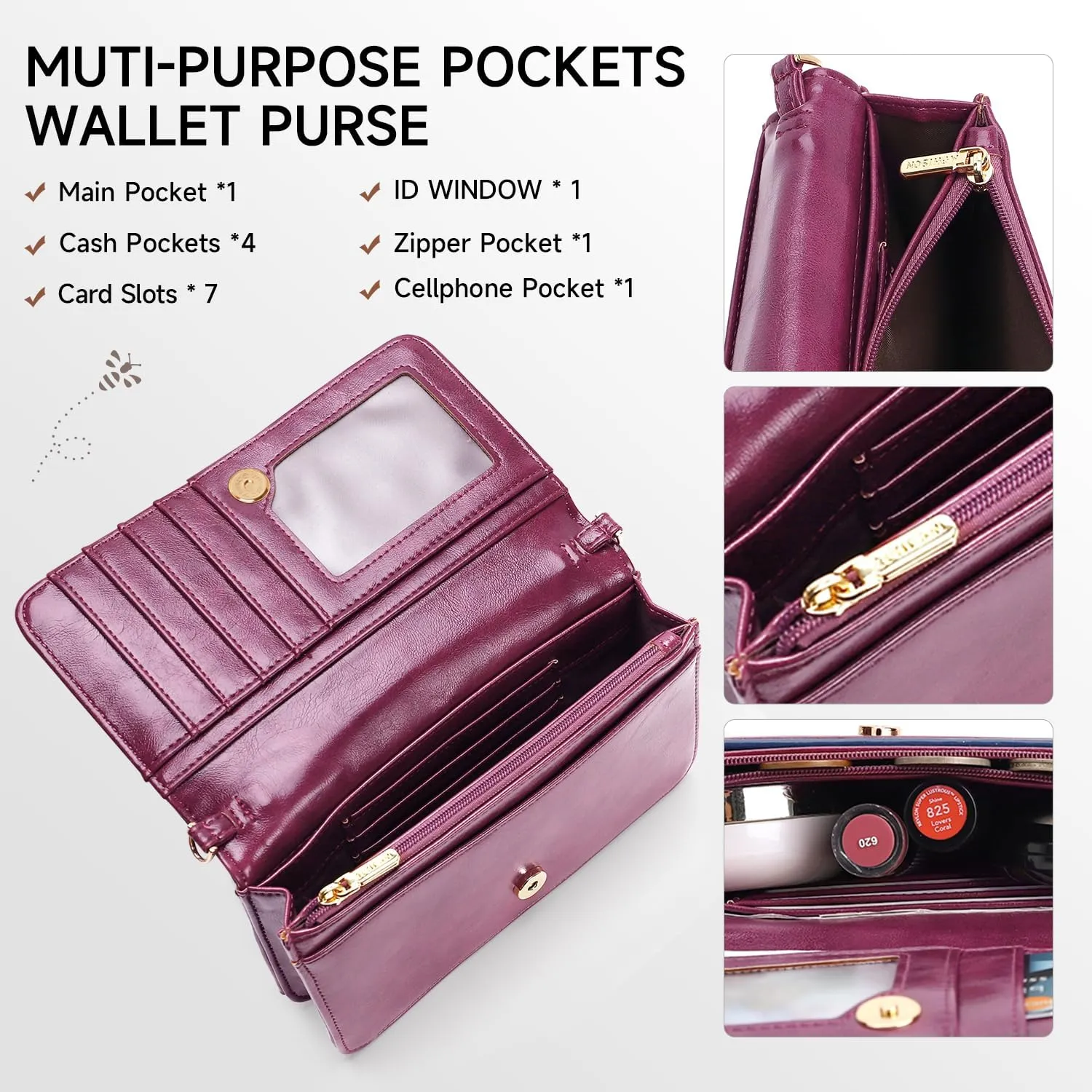 Small Crossbody Bag for Women,Cell Phone Purse Womens Shoulder Handbags Wallet Purse with Credit Card Slots Wristlet