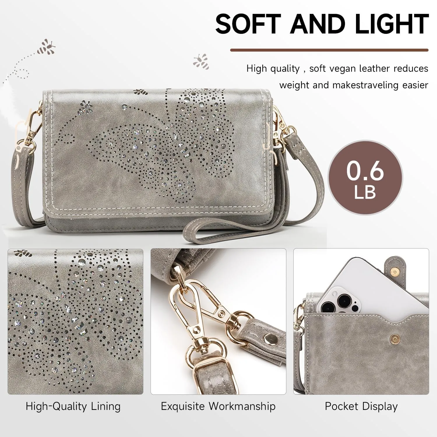 Small Crossbody Bag for Women,Cell Phone Purse Womens Shoulder Handbags Wallet Purse with Credit Card Slots Wristlet