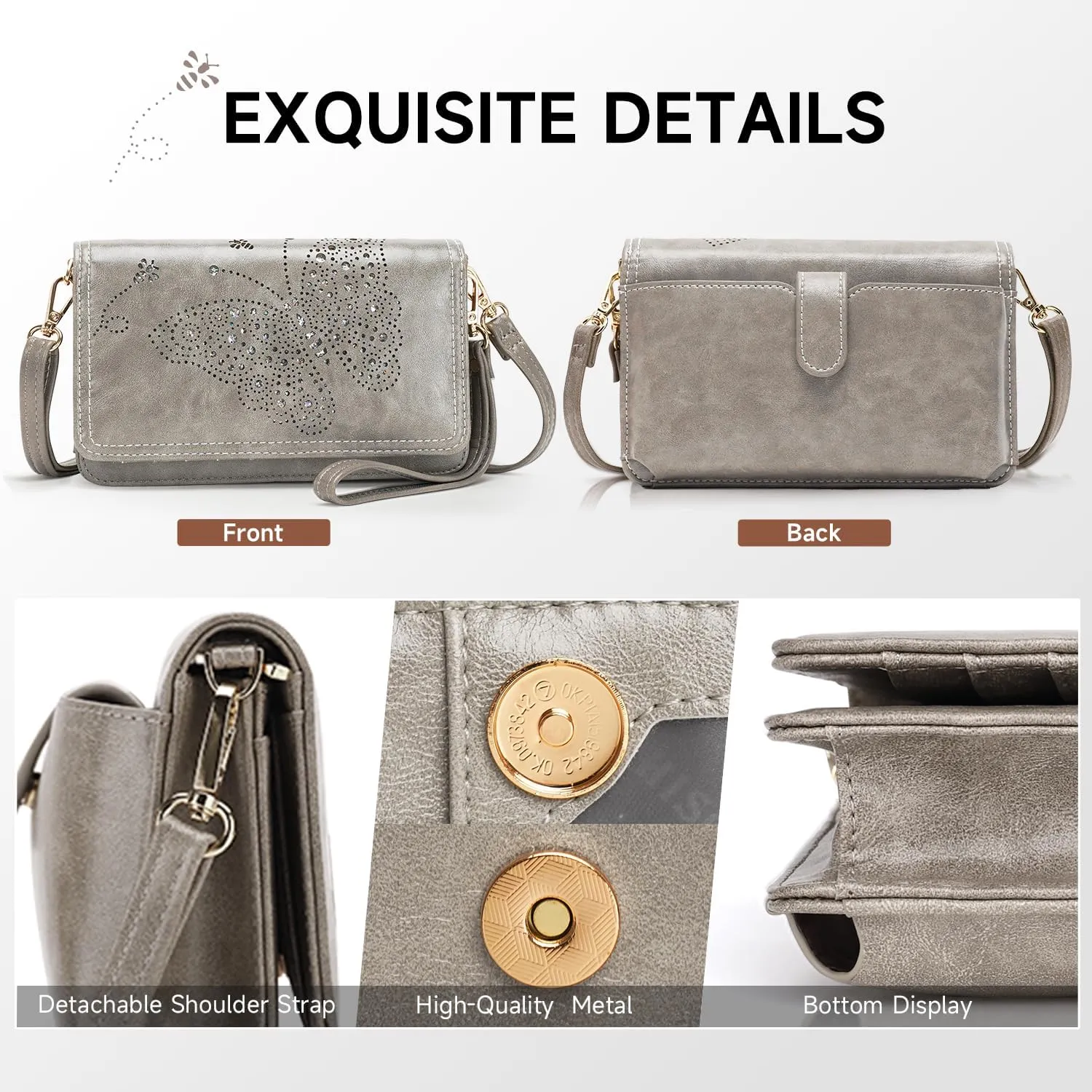 Small Crossbody Bag for Women,Cell Phone Purse Womens Shoulder Handbags Wallet Purse with Credit Card Slots Wristlet