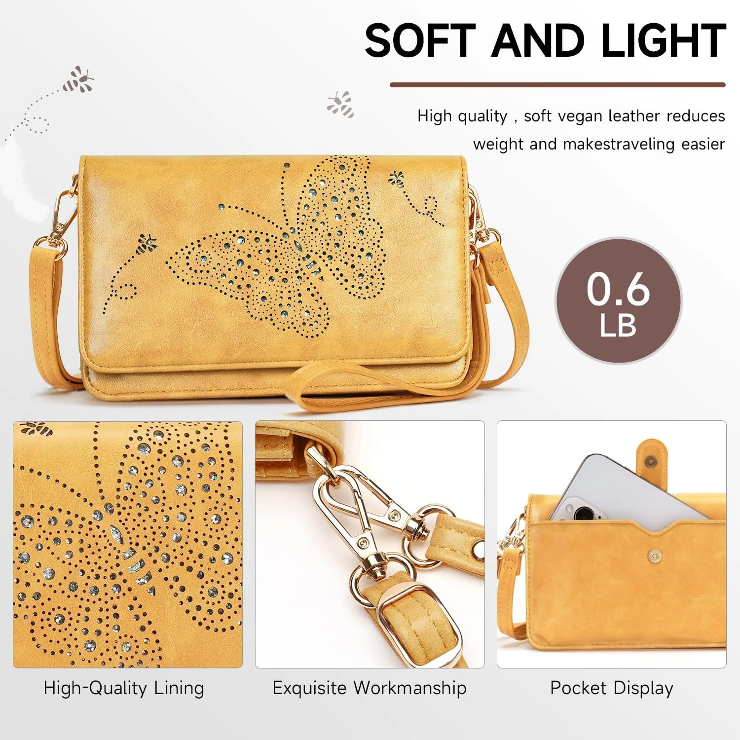 Small Crossbody Bag for Women,Cell Phone Purse Womens Shoulder Handbags Wallet Purse with Credit Card Slots Wristlet