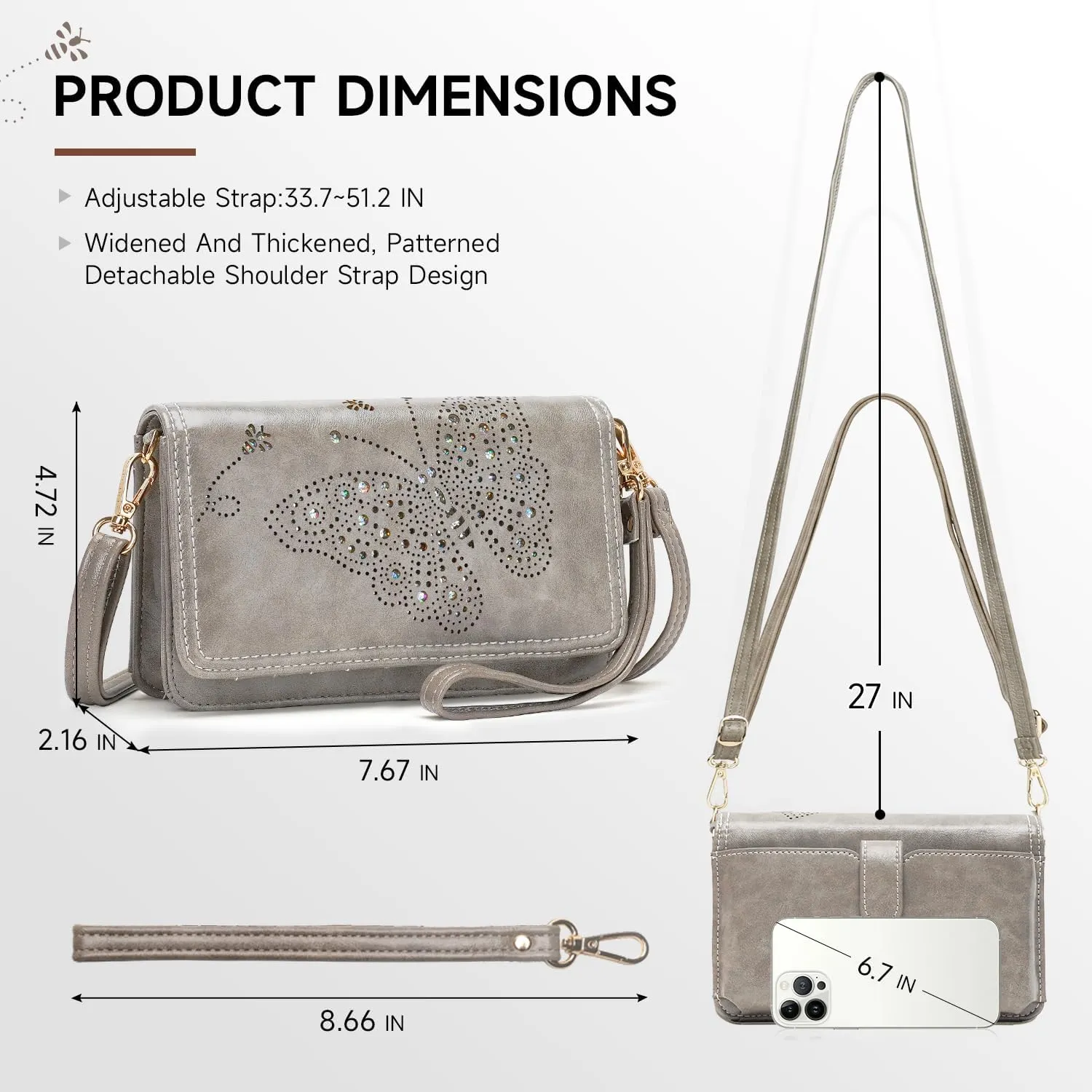 Small Crossbody Bag for Women,Cell Phone Purse Womens Shoulder Handbags Wallet Purse with Credit Card Slots Wristlet