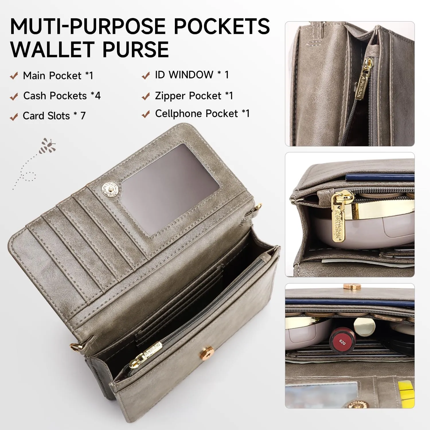 Small Crossbody Bag for Women,Cell Phone Purse Womens Shoulder Handbags Wallet Purse with Credit Card Slots Wristlet