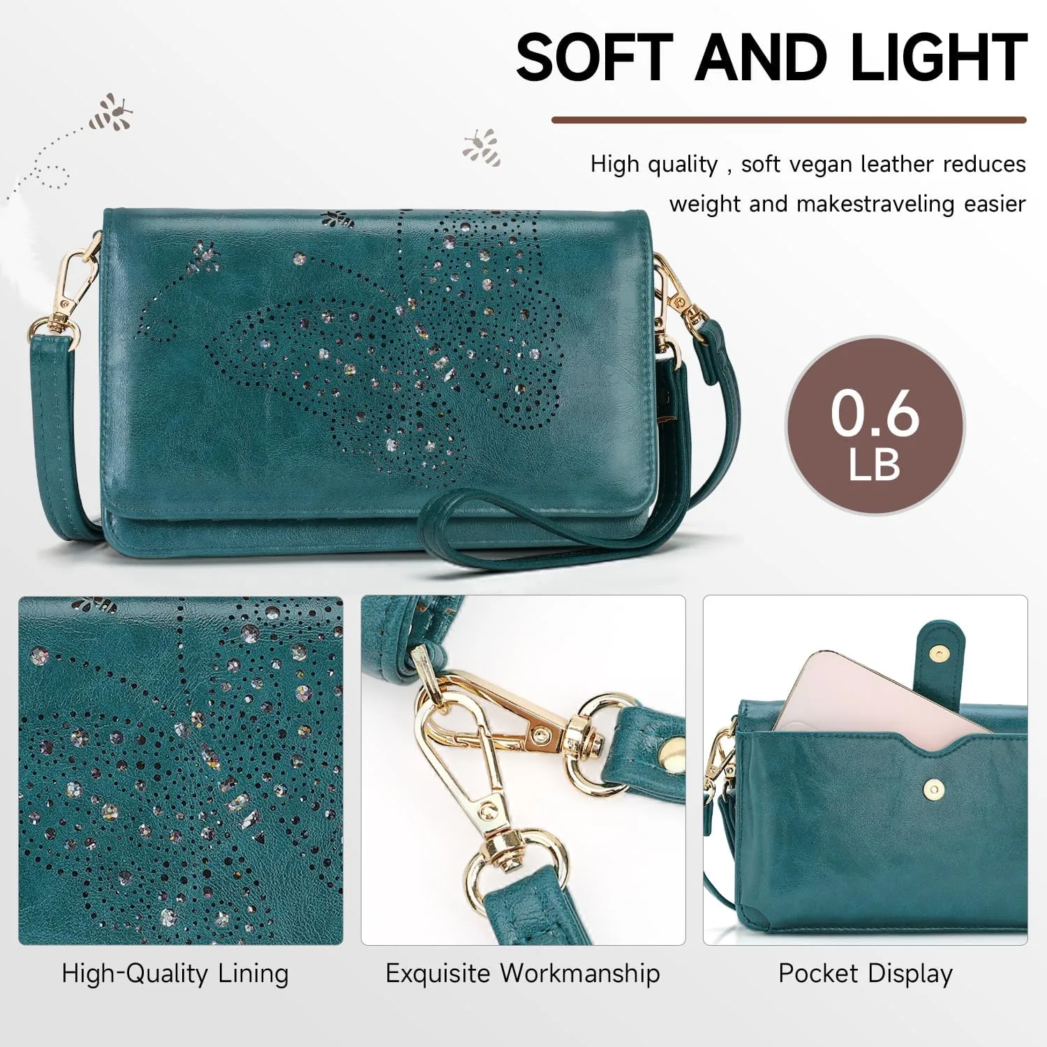 Small Crossbody Bag for Women,Cell Phone Purse Womens Shoulder Handbags Wallet Purse with Credit Card Slots Wristlet