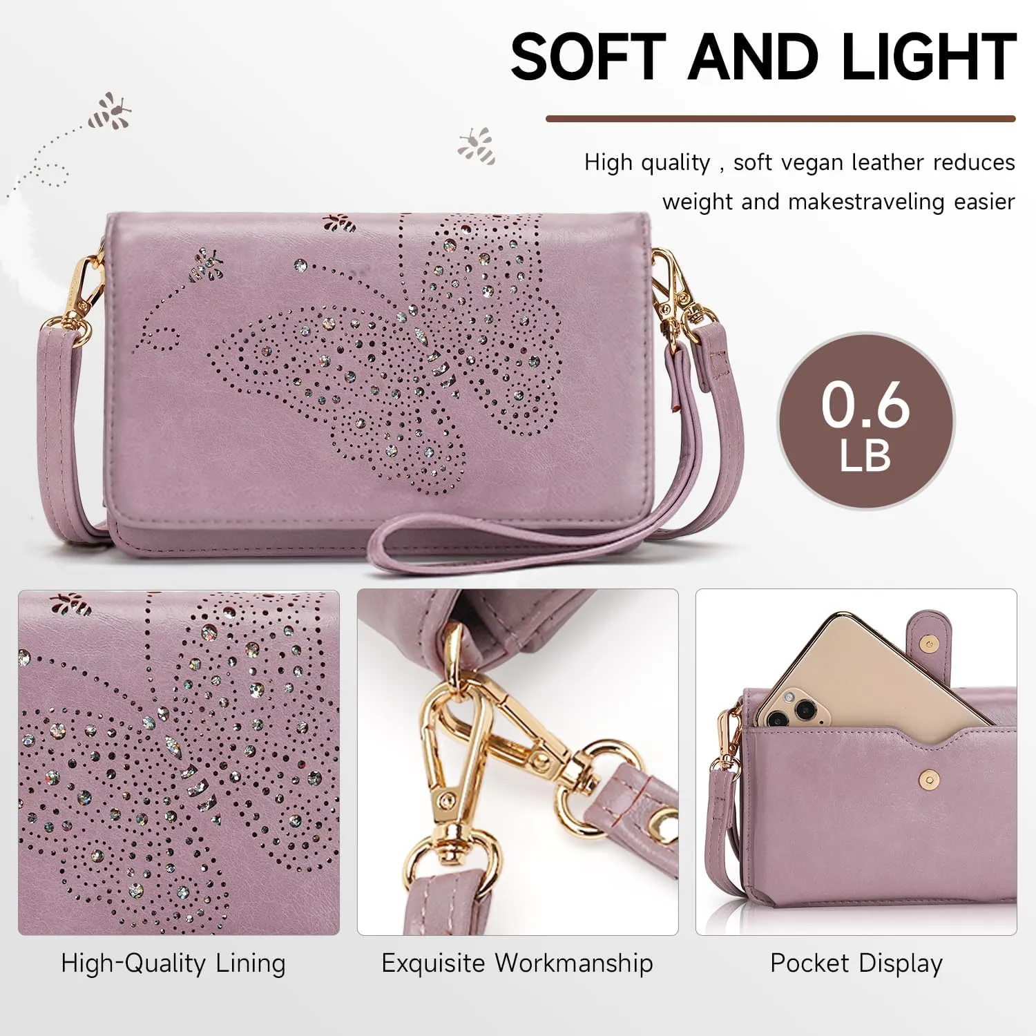 Small Crossbody Bag for Women,Cell Phone Purse Womens Shoulder Handbags Wallet Purse with Credit Card Slots Wristlet