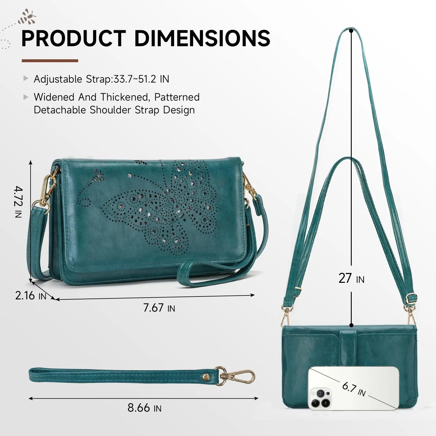 Small Crossbody Bag for Women,Cell Phone Purse Womens Shoulder Handbags Wallet Purse with Credit Card Slots Wristlet