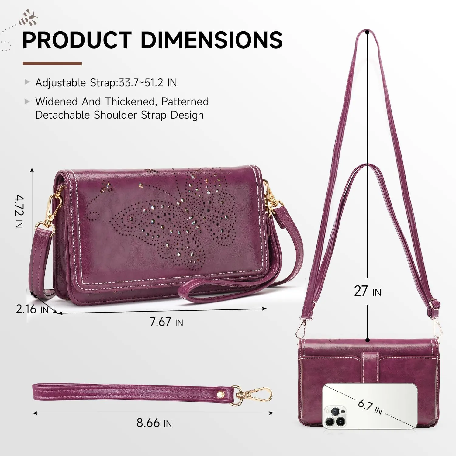 Small Crossbody Bag for Women,Cell Phone Purse Womens Shoulder Handbags Wallet Purse with Credit Card Slots Wristlet