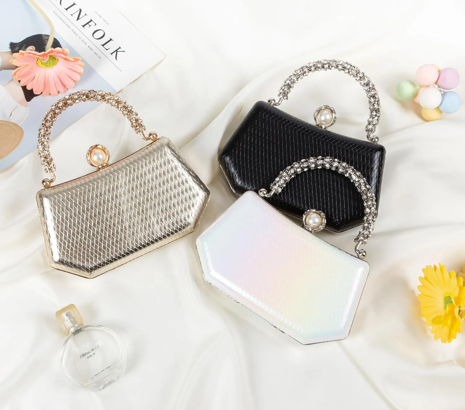 Small Evening Bag Clutch Purses for Women Sparkly Glitter Purse Diamond Crystal Handbag