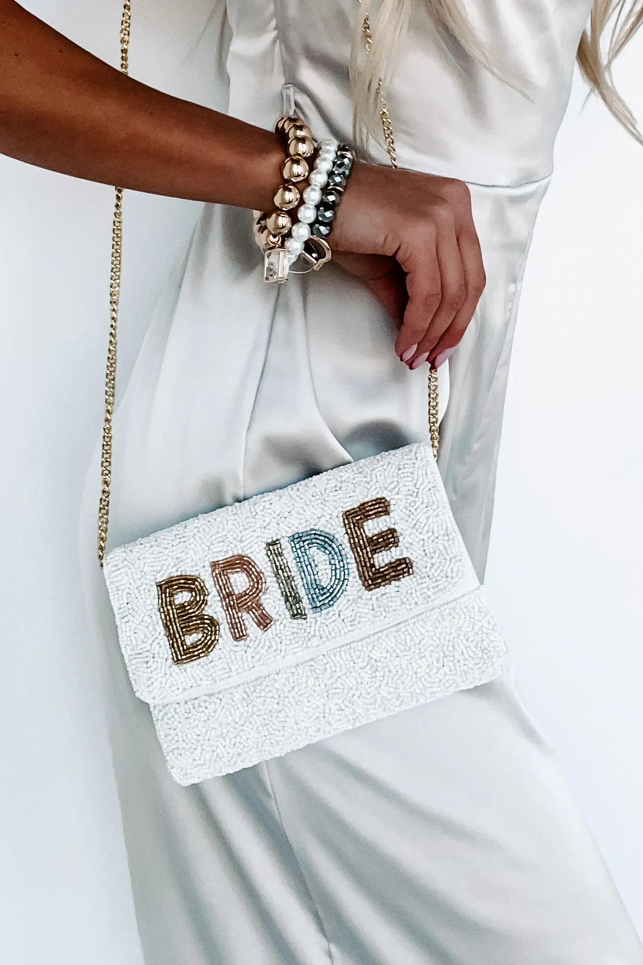 Small "Bride" Neutral Beaded Clutch (Small Tonal Bride)