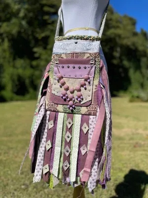 Soft Purple Fringe Purse, Boho Chic Embellished Bag with Vintage Vibes.