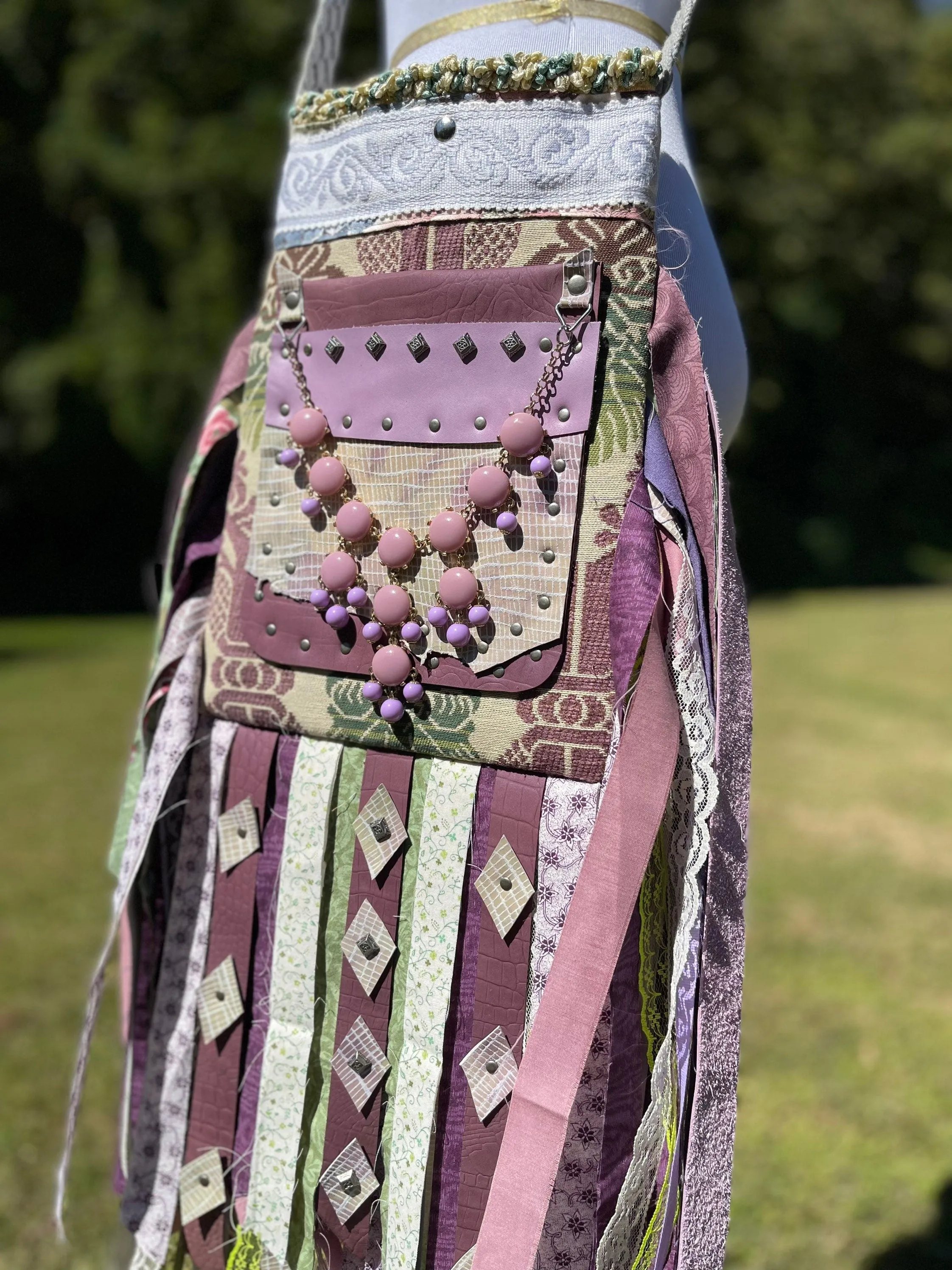 Soft Purple Fringe Purse, Boho Chic Embellished Bag with Vintage Vibes.