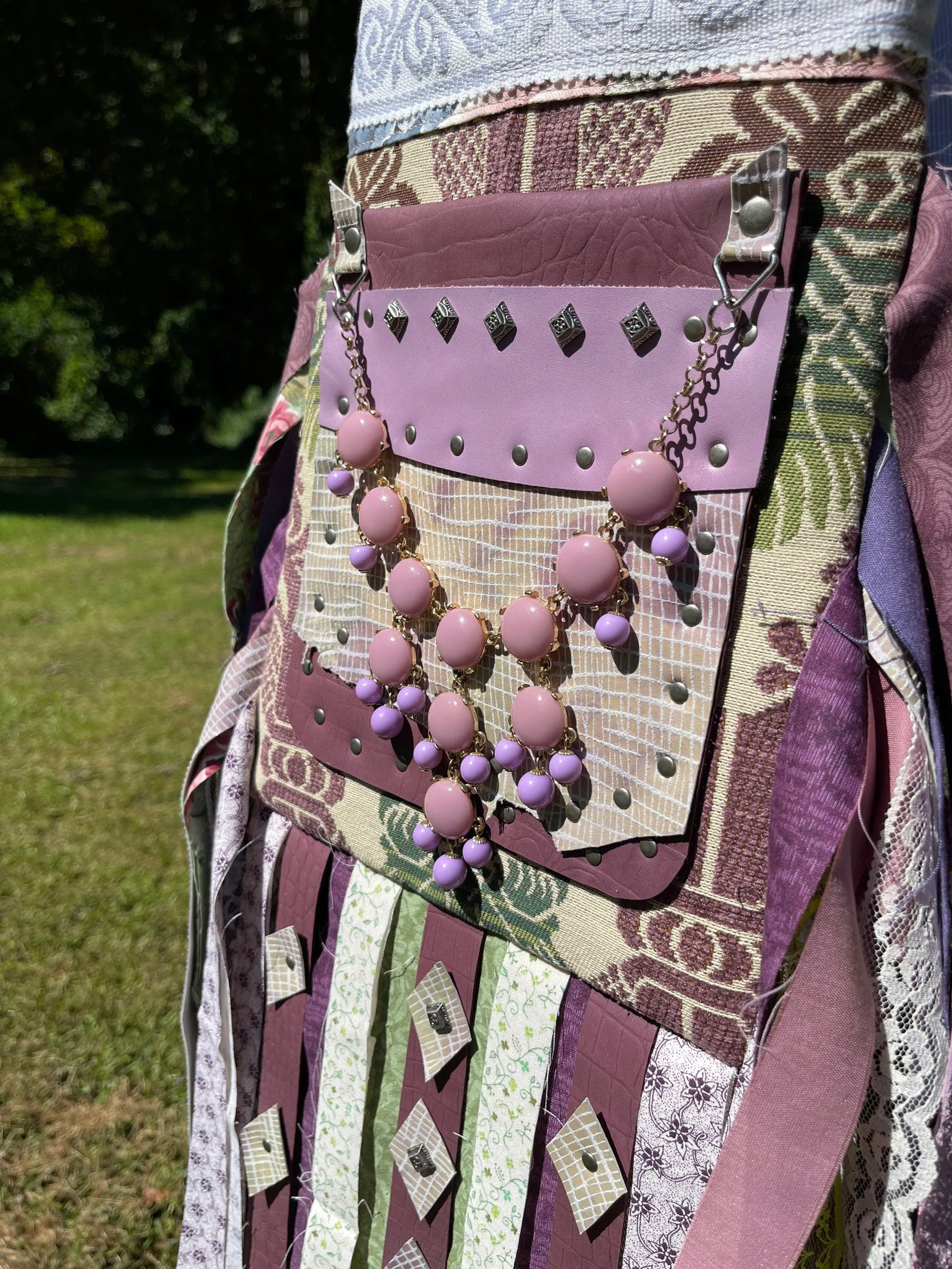 Soft Purple Fringe Purse, Boho Chic Embellished Bag with Vintage Vibes.