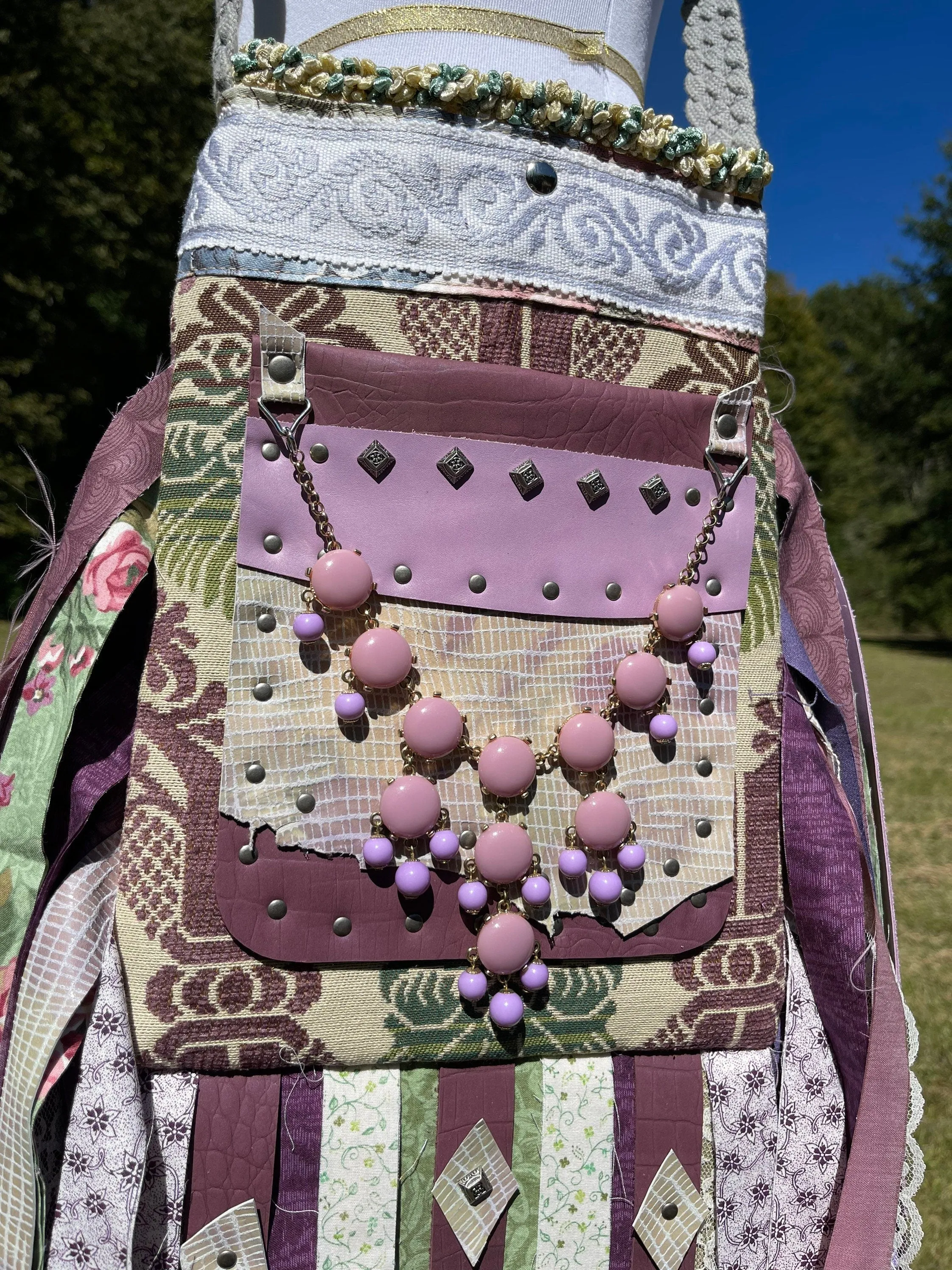 Soft Purple Fringe Purse, Boho Chic Embellished Bag with Vintage Vibes.