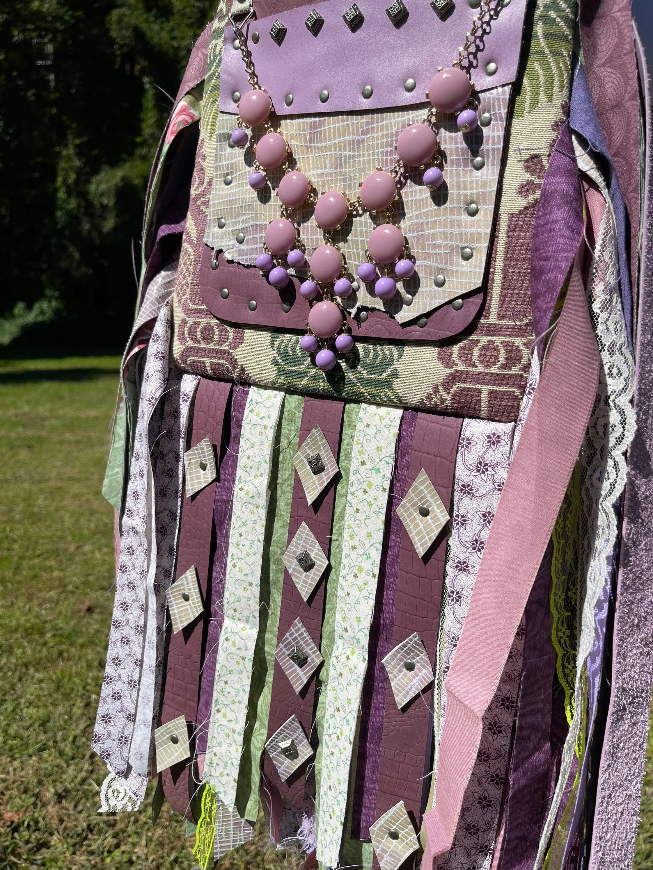 Soft Purple Fringe Purse, Boho Chic Embellished Bag with Vintage Vibes.