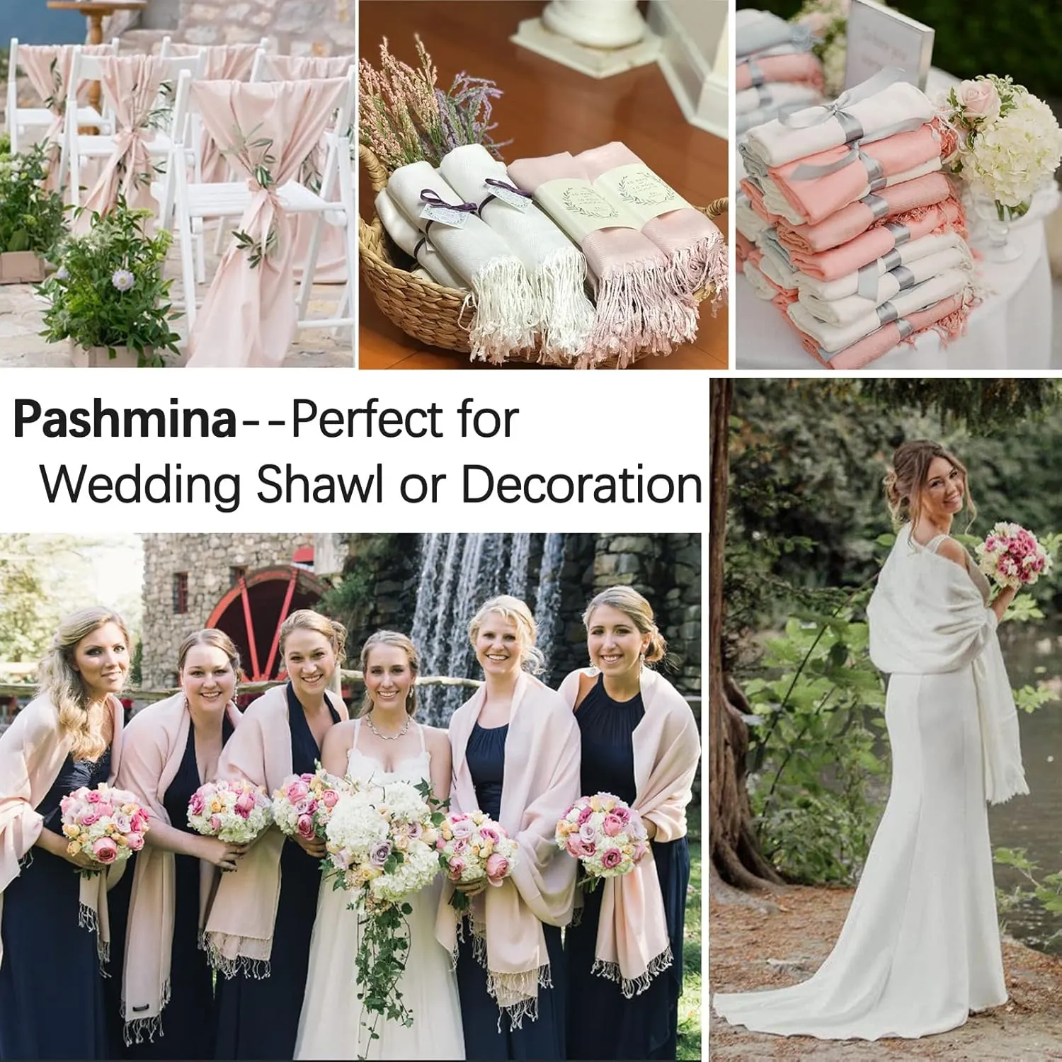 Soft Silky Pashmina Shawl Wraps Solid Colors Scarf for Wedding Evening Dresses