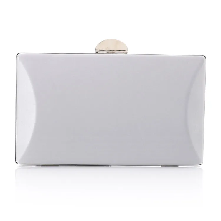 Soiree Satin clutch with Solid Patterned - Silver