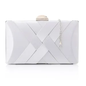 Soiree Satin clutch with Solid Patterned - Silver