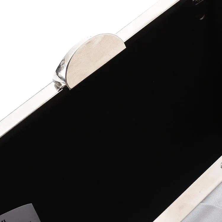 Soiree Satin clutch with Solid Patterned - Silver