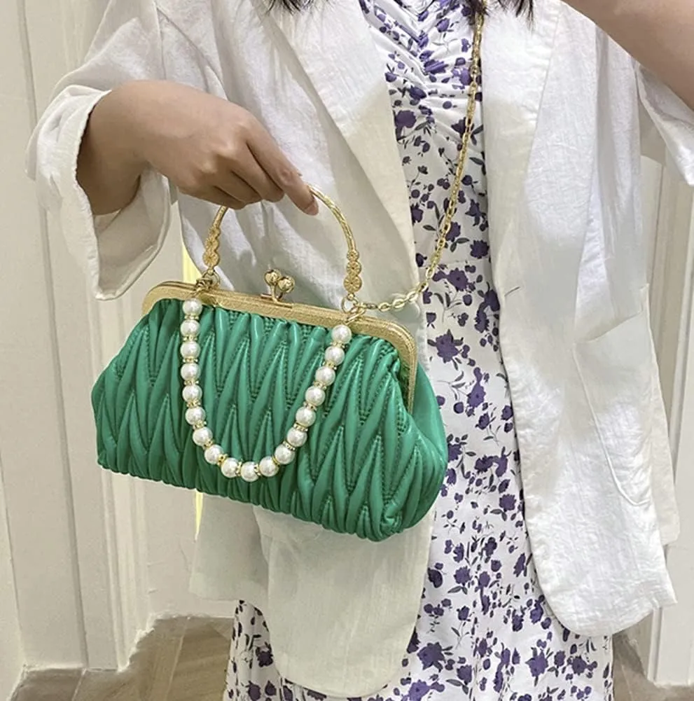 Solyinne Womens Clutch Purse Pearl Evening Bag Envelope Evening Bridal Wedding Party Club Purses Crossbody Handbags