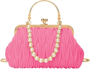 Solyinne Womens Clutch Purse Pearl Evening Bag Envelope Evening Bridal Wedding Party Club Purses Crossbody Handbags