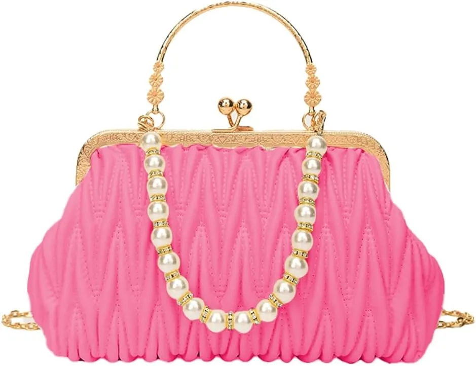 Solyinne Womens Clutch Purse Pearl Evening Bag Envelope Evening Bridal Wedding Party Club Purses Crossbody Handbags