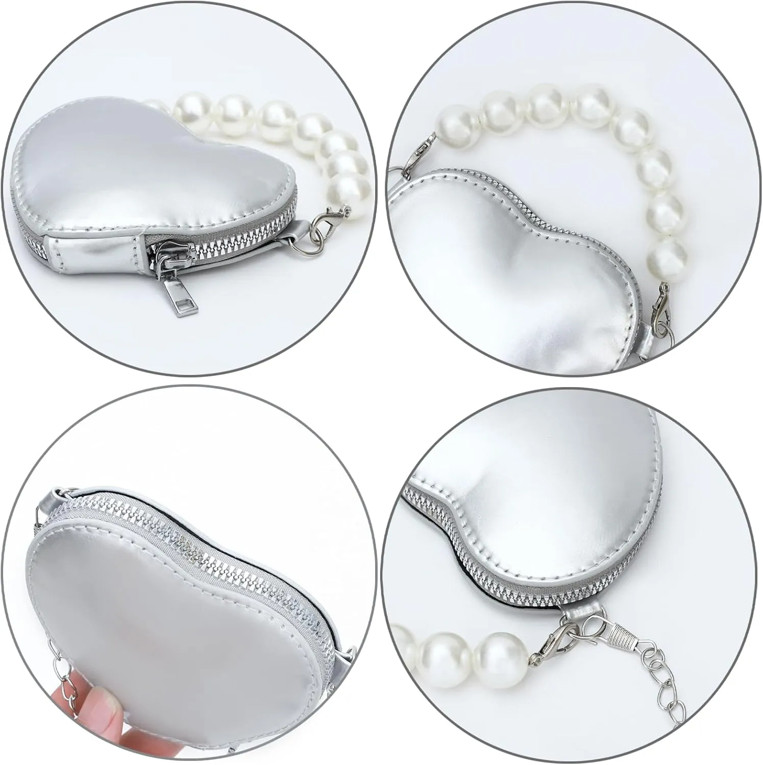 SOTOGO Little Girls Crossbody Purses Set Toddler Mini Cute Princess Handbags Shoulder Messenger Bag Eyeglasses, Silver Pearl Style