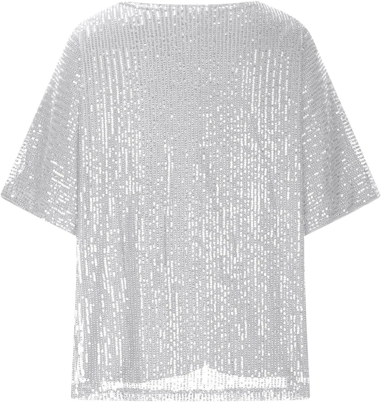 Sparkly Tops for Women Casual Short Sleeve Round Neck Loose Size Shirts Trendy Elegant Shimmer Glitter Blouse Tees