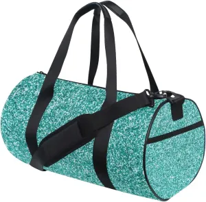 Sports Gym Bags Glittery Teal Turquoise Travel Duffel for Men Women