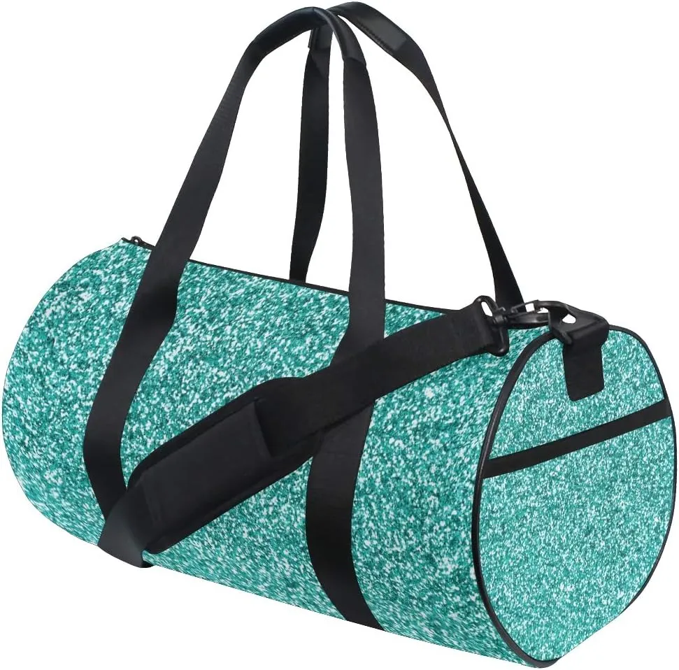 Sports Gym Bags Glittery Teal Turquoise Travel Duffel for Men Women