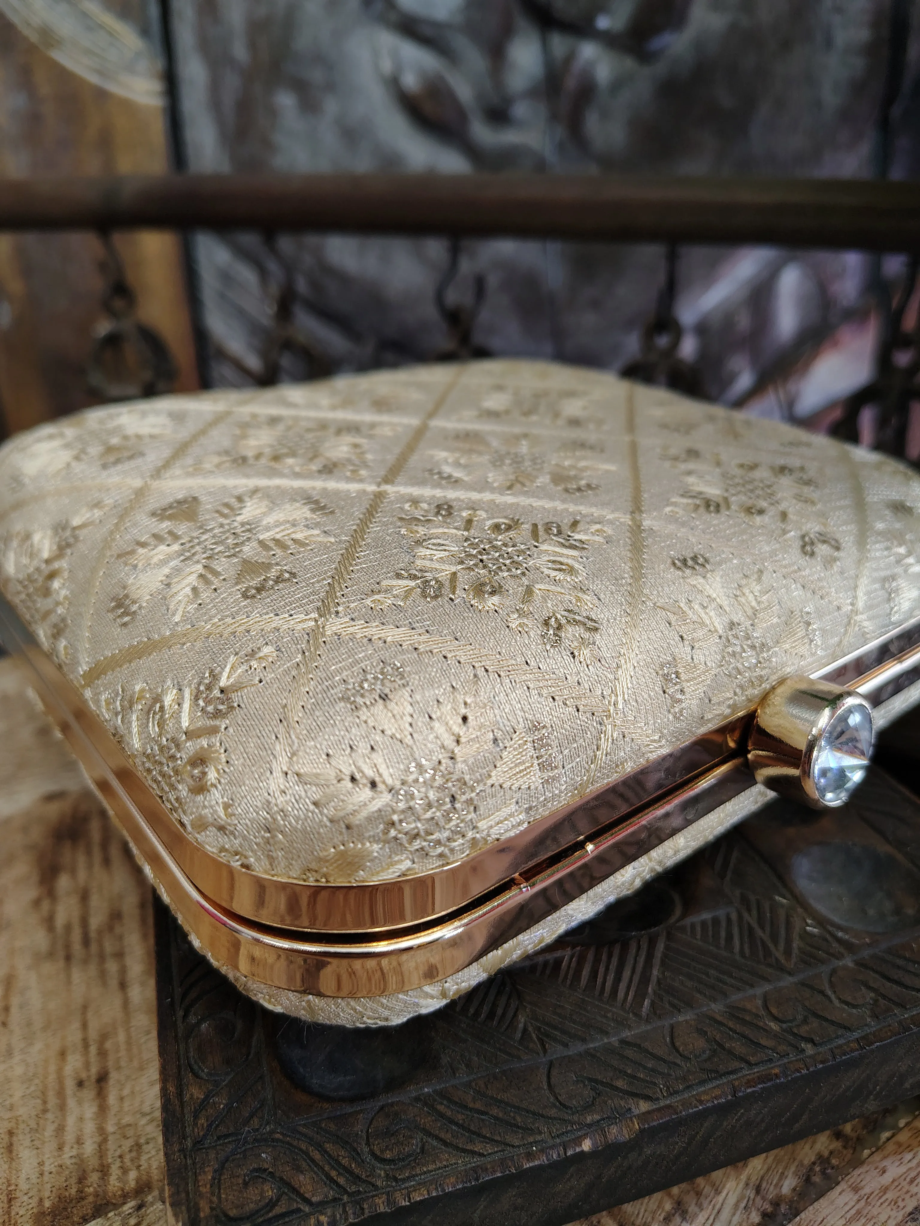 Square Embroidered Box Clutch