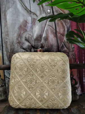 Square Embroidered Box Clutch
