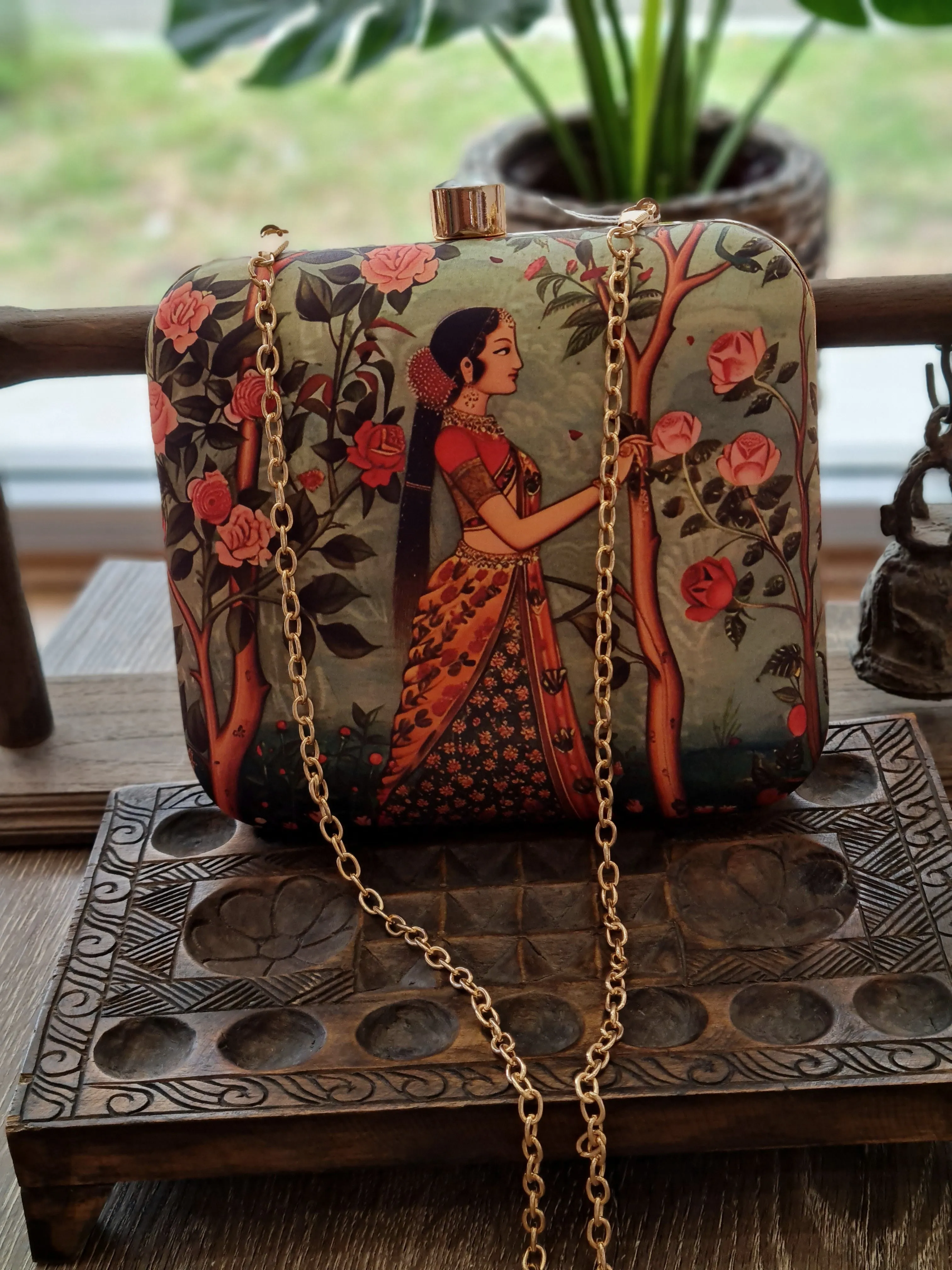 Square Printed Box Clutch