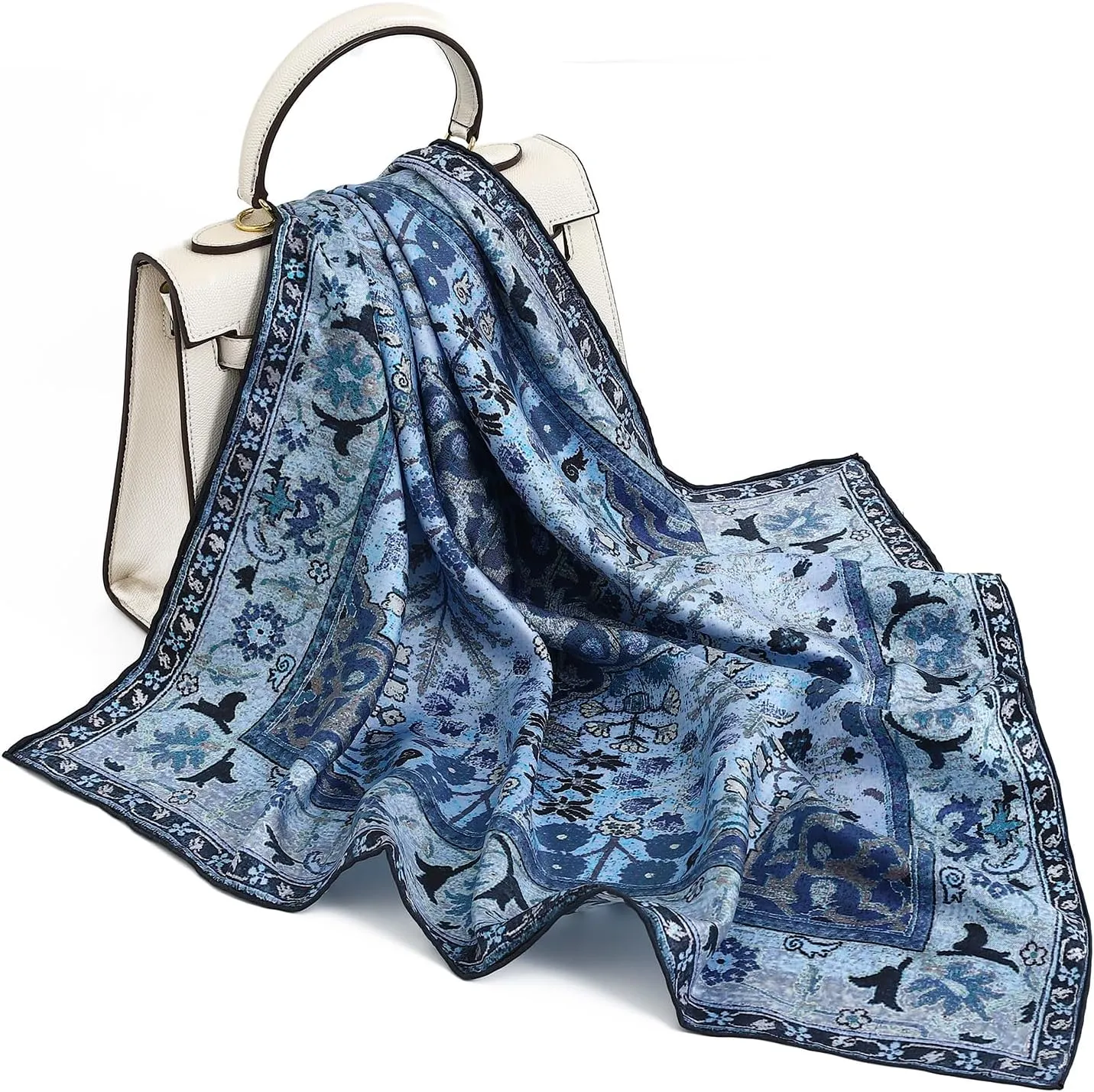 STARWHISPER 100% Pure Mulberry Silk Scarf-27''x27'' 14MM Pure Silk Twill Scarf for Women Square Scarf with Gift Packaging