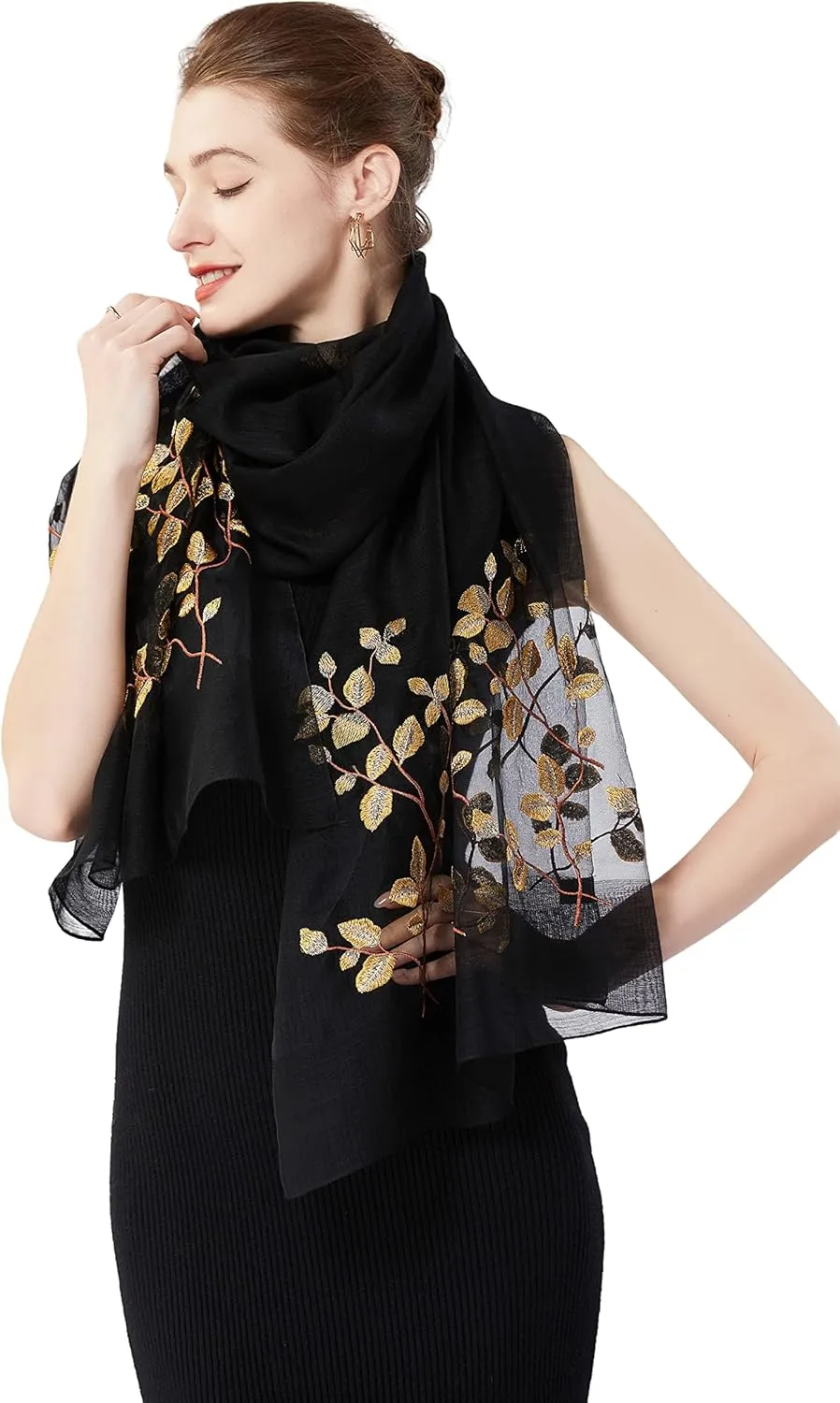 STARWHISPER Women Silk & Wool Long and Large Scarf Shawl Wrap For Evening Dress