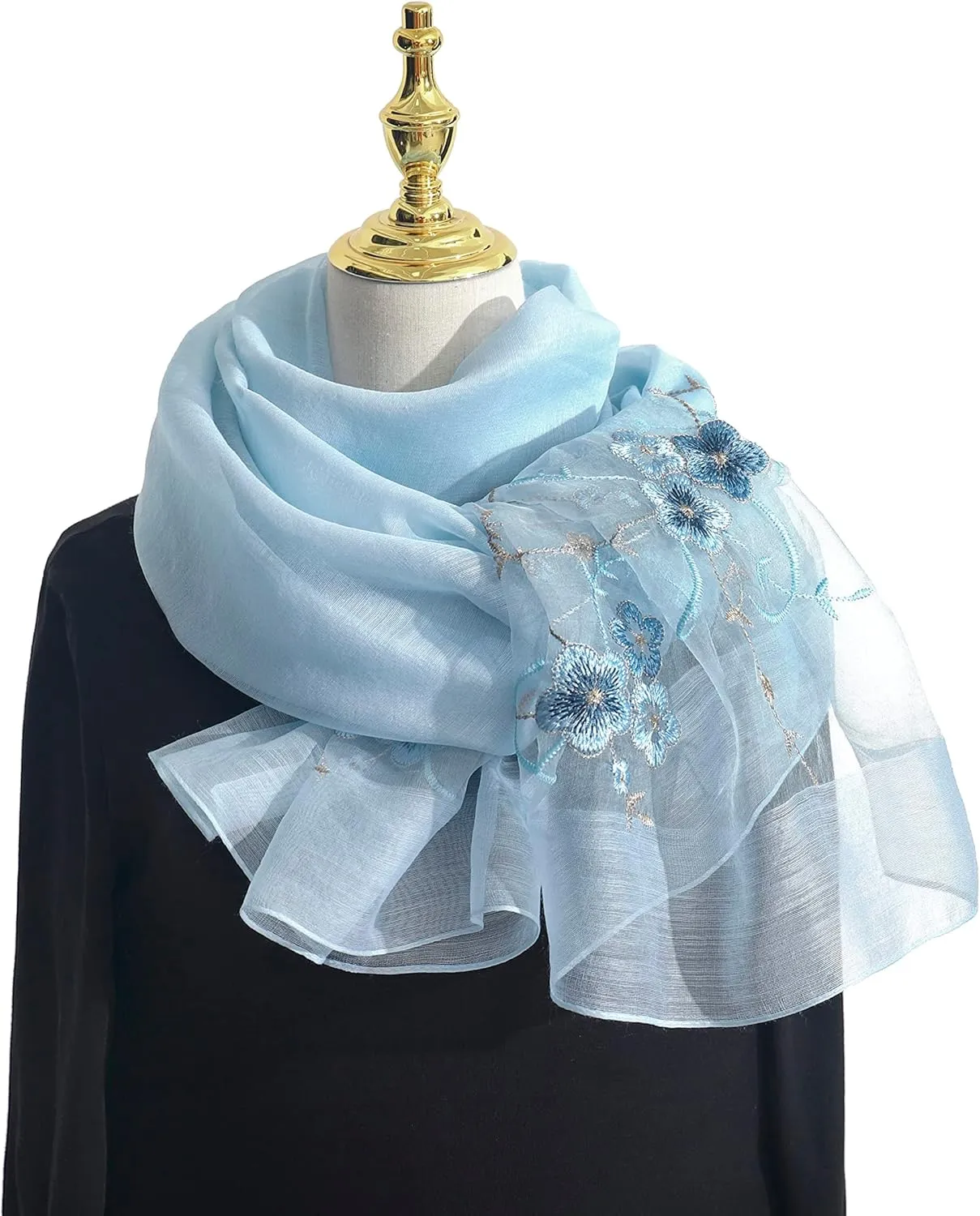 STARWHISPER Women Silk & Wool Long and Large Scarf Shawl Wrap For Evening Dress