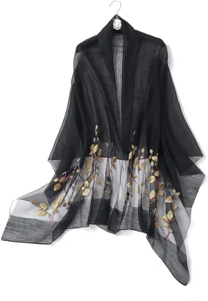 STARWHISPER Women Silk & Wool Long and Large Scarf Shawl Wrap For Evening Dress